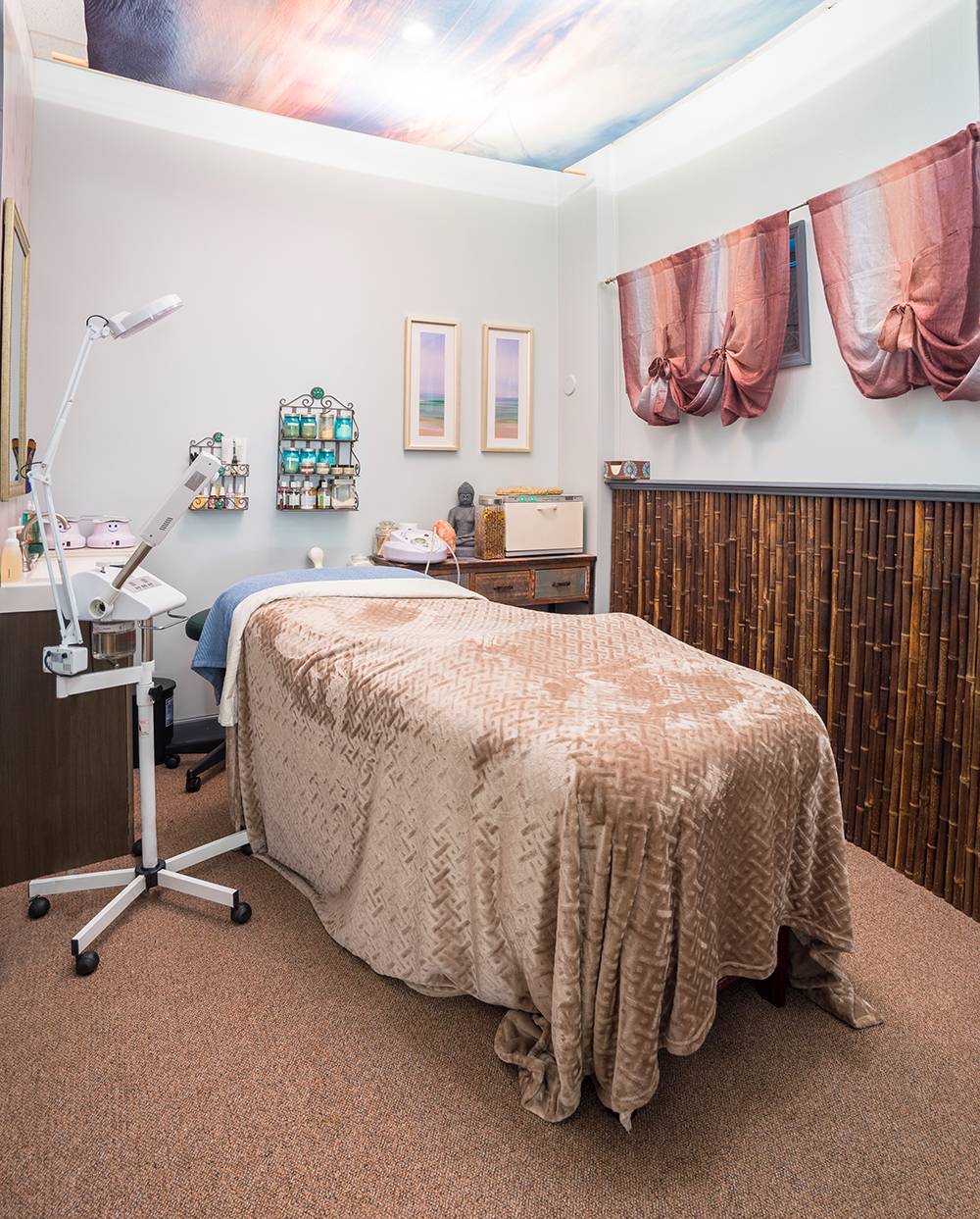 Massage room with massage table